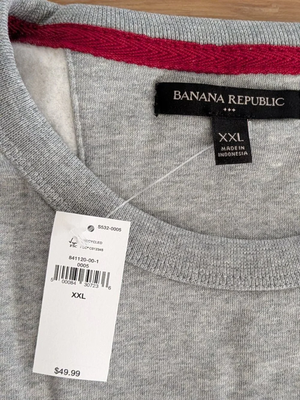 NWT Banana Republic BR Monogram Sweatshirt Light Gray Heather Men’s XXL